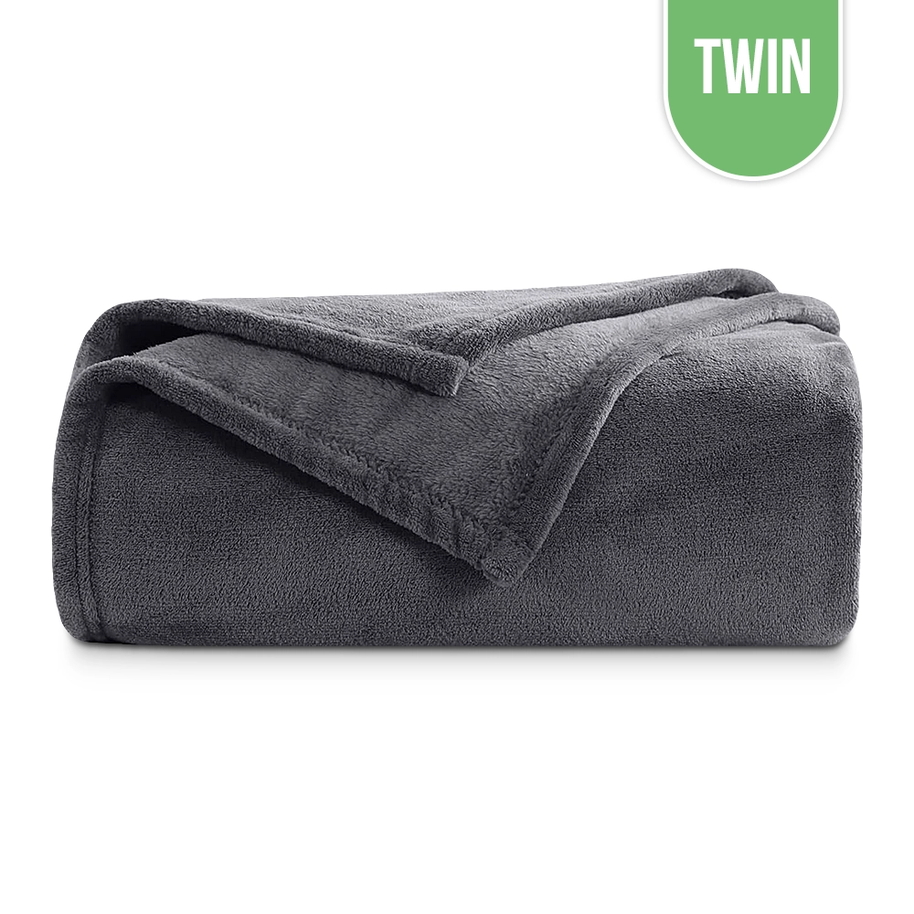 Flannel Fleece Blanket Twin 66"x90" - Dark Grey Flannel Fleece Blanket Twin 66"x90" - Dark Grey