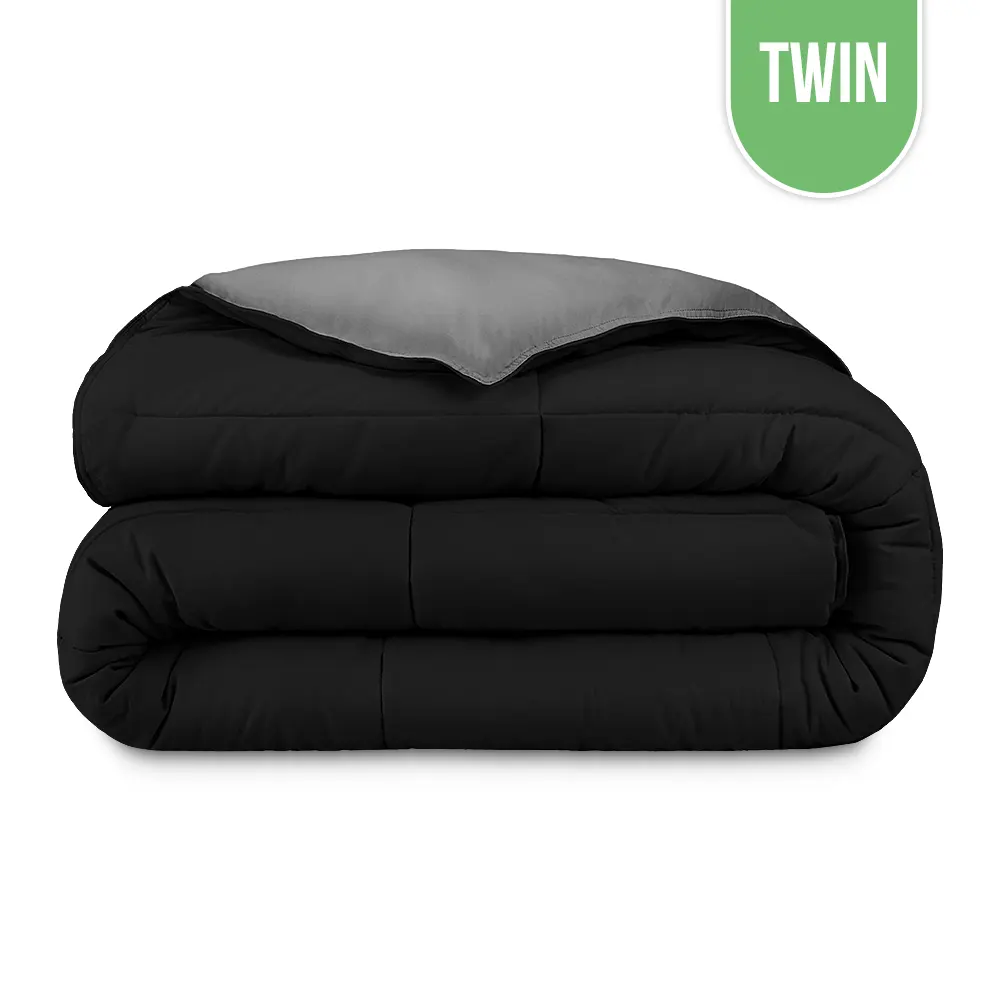 Microfiber Reversible Comforter Twin 66″x90″ – Dark Grey / Black Microfiber Reversible Comforter Twin 66″x90″ – Dark Grey / Black
